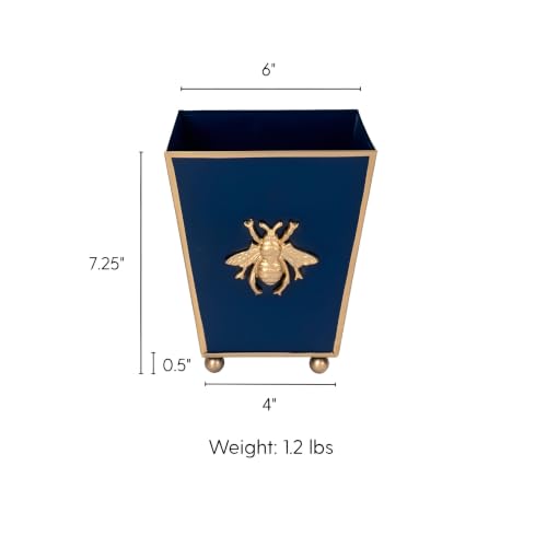 Blue & White Bee Planter (Navy Blue Gold Bee / Square)