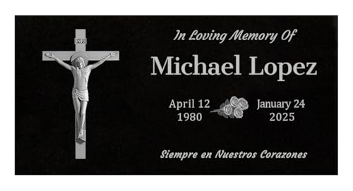 24x12 Personalized Granite Gravestones with Jesus (24 × 12 × 0.38 with Jesus)