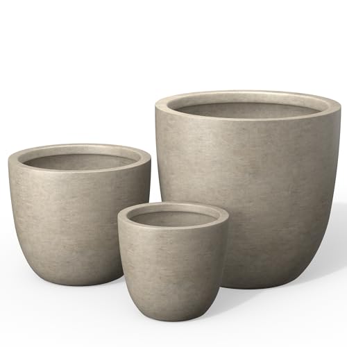 Round Concrete Planter Set of 3 (Weathered Concrete / Set of 3: 10/14/18-Inch Dia)