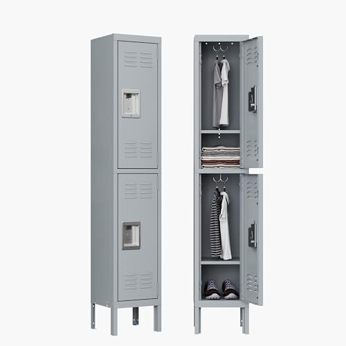 Metal Lockers for Employees (2 Door-Small / Grey)