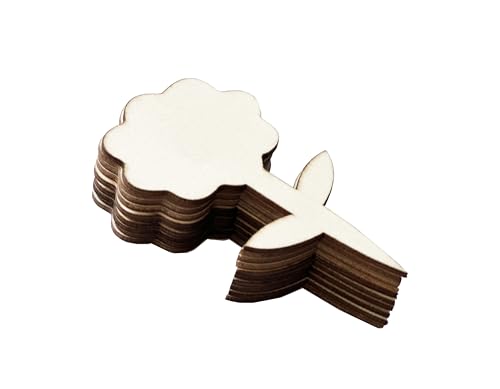 100 Pcs Wood Plant Labels (Flower)
