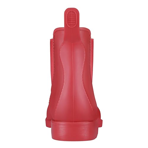 Women's Ankle Rain Boots Waterproof Chelsea Boots Red