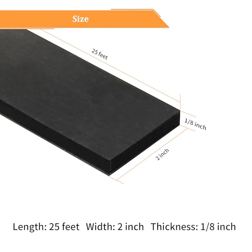 Solid Neoprene Rubber Strips with Adhesive Backing 1 (2" X 25' / .125" thick (Adhesive）)