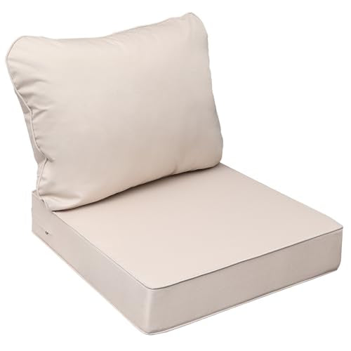 Outdoor Chair Cushions (Sandstone Beige / 24"x24"x5" / 24"x19")