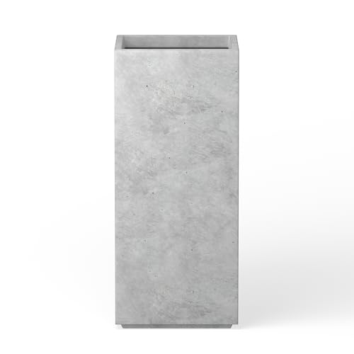 Small Column Square Pale Gray Concrete Planter 19.9" H (Natural Concrete / 19.9" H)