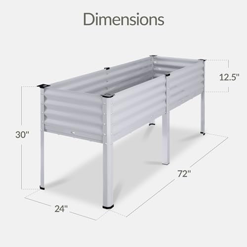72x24x30in Non Toxic Galvanized Raised Garden Bed (72x24x30in / Moonlight Gray)