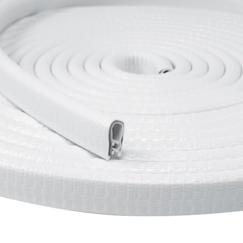 1/2" x 3/8" U‑Channel Edge Trim Seal Strip with Metal Clips 120Ft (120Foot / White)