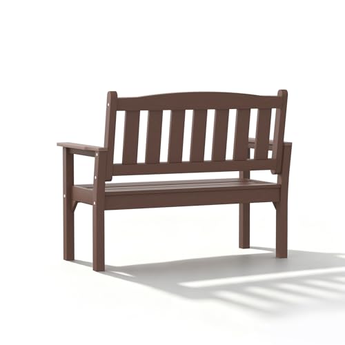 2 Person Poly Lumber Outdoor Garden Bench 700 Lbs Capacity (Brown / 2-Person)