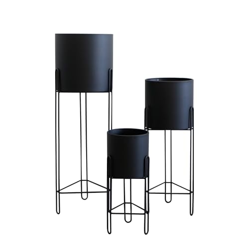 Set of 3 Planters with Stand Indoor Otdoor Tall Planters for Indoor Plants 29 &18 &12" Morden Planters Flower Pots for Living Room Corner Kitchen Office Garden Balcony Patio Decor