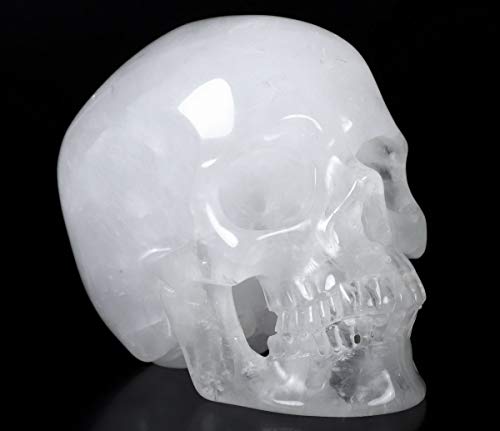 5.0" Angolan Quartz Rock Crystal Carved Crystal Skull (Skullis 5.0 Super Realistic Quartz Rock 2)