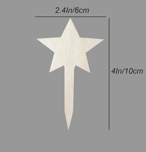 100 Pcs Wood Plant Labels (Star)