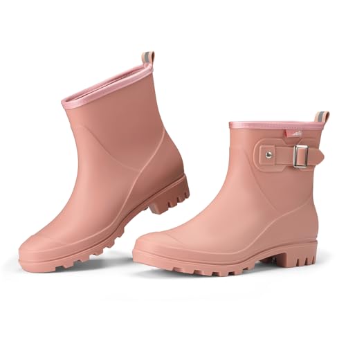 Women's Waterproof Short Rain Boots Ankle Rubber Garden Shoes
