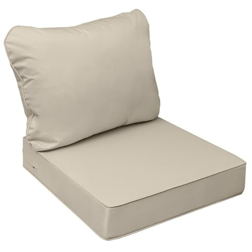 Outdoor Chair Cushions (Khaki Beige / 24"x24"x5" / 24"x19")