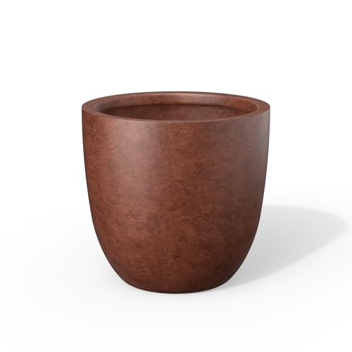 Large Round Bowl Rusty Concrete Planter 18" Dia