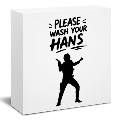 Bathroom Decor Wash Your Hans Funny Wooden Box Sign 5 x 5 Inches (White 1615 / Wooden box（5.1 x 5.1 inches）)