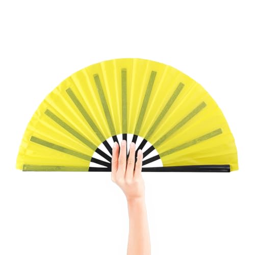 2 Pack Large Folding Hand Fan (yellow)