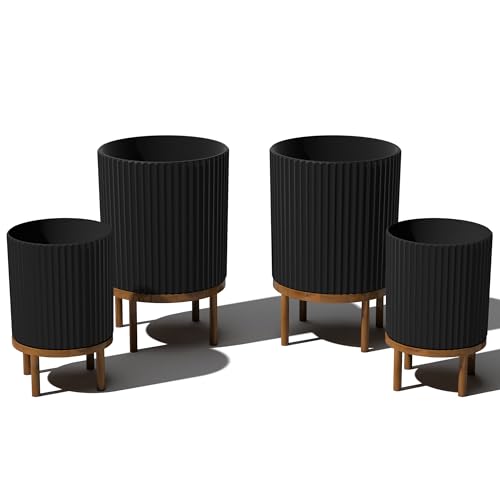 Demi Series Raised Duo Planters (Black/Brown / Bundle - 2 Pack)