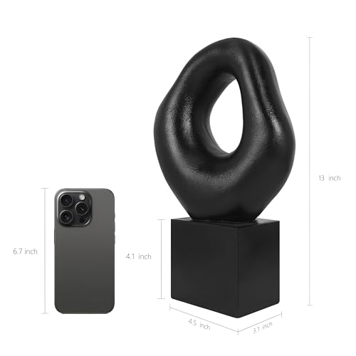 Minimalist Tabletop Decor for Living Room Shelf Bookshelf Office (Asymmetrical Howllow - Black)