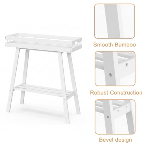 Bamboo Plant Stand Indoor (Bamboo White)