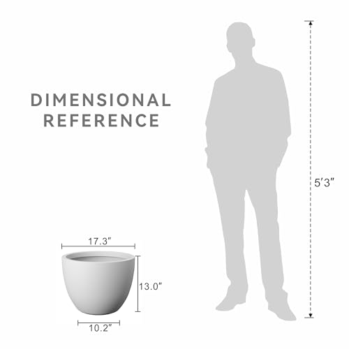 Accent Round Tapered White Concrete Planter 13" Tall (White / 17.3"w x 13"h)