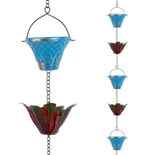 10FT Rain Chains for Outside (Blue-Red)