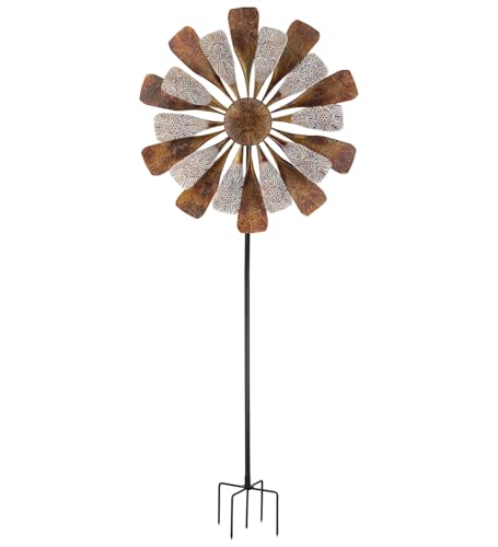 Wind Spinner Outdoor Metal Kinetic Yard Art with Stake (Paddles / Large (80-89 Inch))