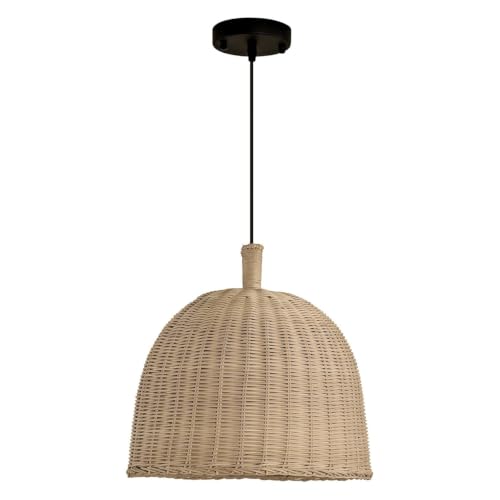 13.8" Rattan Pendant Light (Black+Rattan / 13.77" 3-Light)