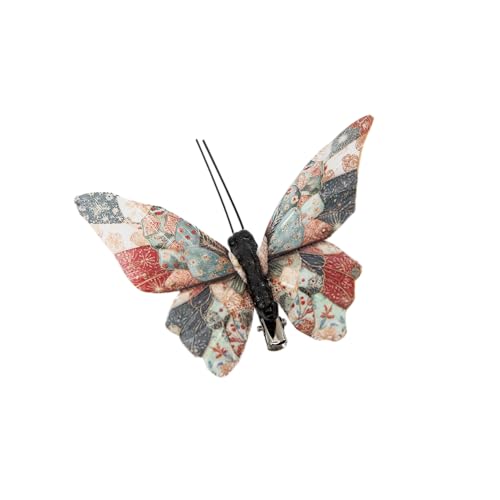 Artificial Feather 3D Butterfly Party Decorations Set of 12 with Clip 12 Color Ornaments for Christmas Tree (D Clip)