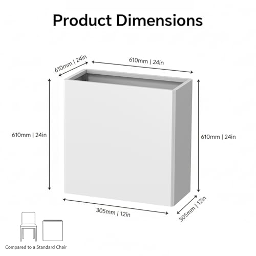 Tall Planter 24X12X24inch Planter Box with Removable Insert Shelf (Pb24x12x24 White)