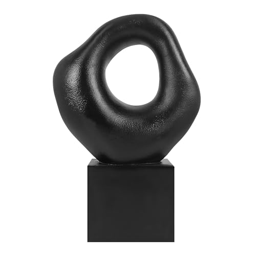 Minimalist Tabletop Decor for Living Room Shelf Bookshelf Office (Asymmetrical Howllow - Black)