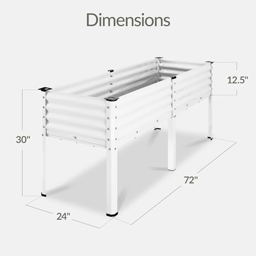 72x24x30in Non Toxic Galvanized Raised Garden Bed (72x24x30in / White)