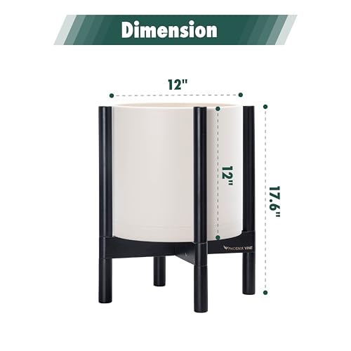 Plastic Pot with Ebony Wood Stand (Oatmeal Pot + Ebony Stand / 12 Inch)