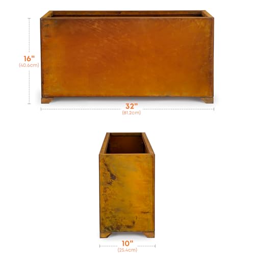 Corten Steel Planter Box for Outdoor Patio (32X10X16 Inch)