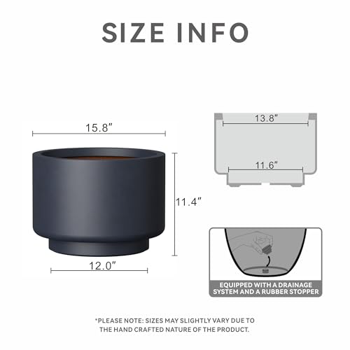 Charcoal Concrete Planter 15.7" Dia All (Charcoal / 15.7"Dia x 11.4"H)