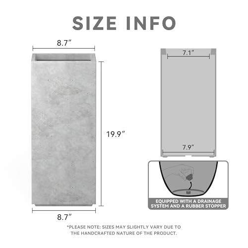 Small Column Square Pale Gray Concrete Planter 19.9" H (Natural Concrete / 19.9" H)