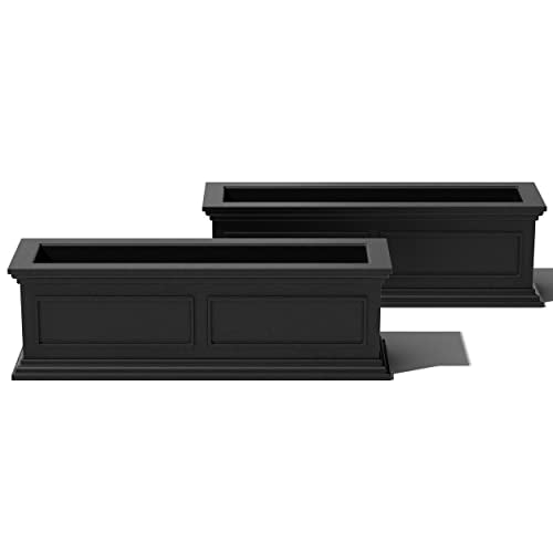 Brixton Series Window Box Planter (Black / 11"H x 11"W x 36"L - 2 Pack)