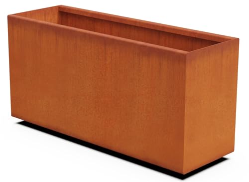 Large Rectangular Planters for Outdoor Plants 36x12x18 Corten Steel Planter (3 Sq Ft)