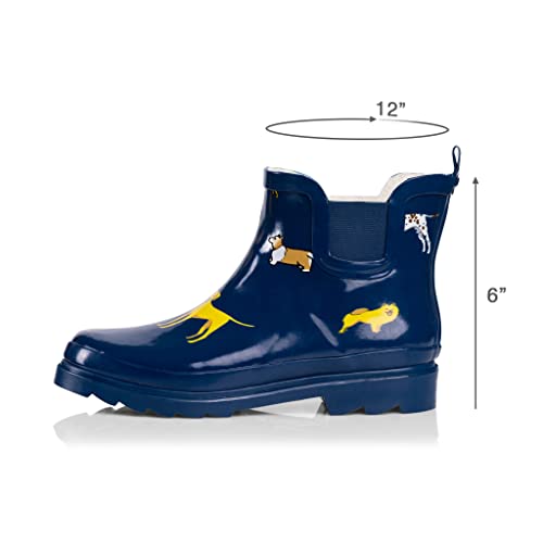 Women's Waterproof Ankle Rain Boots (11 / Navy Dogs)