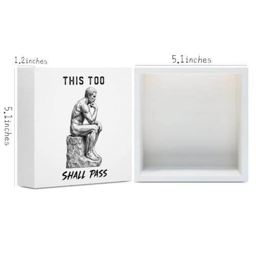 Retro Funny Bathroom Decor Wooden Box Sign 5 x 5 Inches (White 1623 / Wooden box（5.1 x 5.1 inches）)