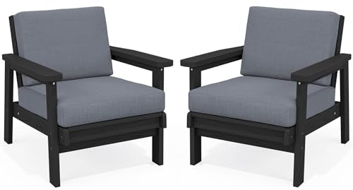 HDPE Outdoor Sofa Set of 2 (Black/Grey)