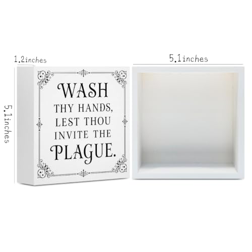 Funny Bathroom Decor Deuces Wooden Box Sign 5 x 5 Inches (White 1624 / Wooden box（5.1 x 5.1 inches）)