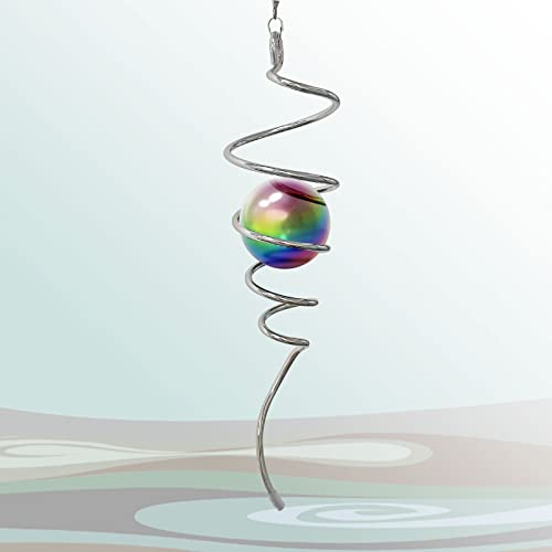 Multi Color Wind Spinner Tail Gazing Ball Spiral Decorative Wind Spinners Sun Catcher Visual Illusion Wind Spinner Stabilizer Indoor Outdoor Garden Decoration (13in / 004-purple Multi Color)