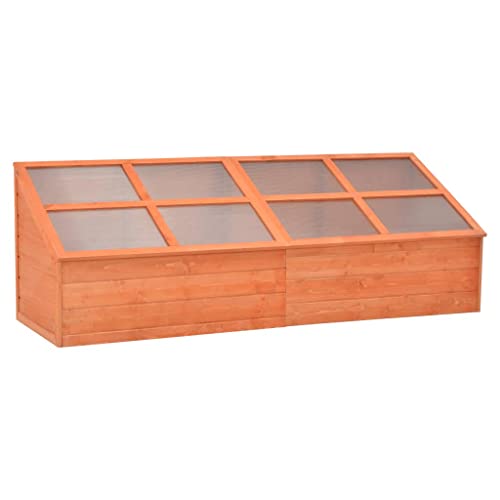 Wooden Garden Portable Greenhouse Sturdy Cold Frame Raised Plants Bed Protection with 8 PC Boards and Openable Top Door Raised Flower Planter Box 70.9"x22.4"x24.4" (70.9"x22.4"x24.4")