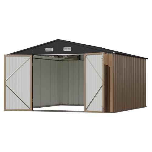 10x12 FT Outdoor Storage Shed (Brown / 10x12 FT)