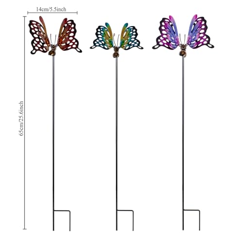 3 Pack Butterfly Decorative Garden Stakes (Butterfly-c)