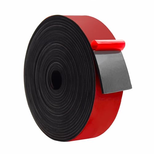 Solid Neoprene Rubber Strips with Adhesive Backing 1 (2" X 25' / .125" thick (Adhesive）)