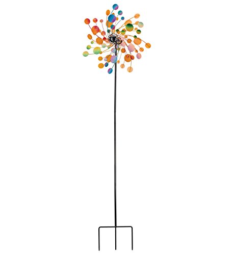 Wind Spinner Outdoor Metal Kinetic Yard Art with Stake (Confetti / Medium (70-79 Inch))