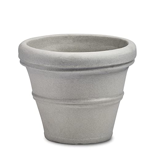 Brunello Classic Gray Rolled Rim Planter Pot (20 Inch / Weathered Concrete)