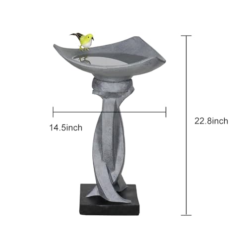 22.8”Tall Bird Baths for Garden (Modern-gray / 22.8inch)