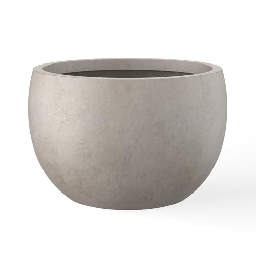 Accent Round Bowl Weathered Concrete Planter 14.8" Dia (Weathered Concrete / 15.7" d)